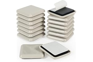 SHINTOP Furniture Sliders, 16pcs 40mm Heavy Furniture Mover Chair Sofa Sliding Pads Self Adhesive Gliders for Carpet and Hard Wood Floors(Square)