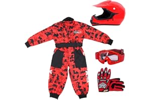 Zorax Red CAMO XL(11-12 Years) Kids Suit & Gloves XL(8cm) & Goggles & ZOR-X15 XL (55-56cm) Kids Motocross Motorbike Helmet Motorcycle Helmet ECE2206