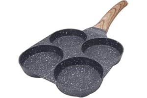 Bobikuke Patelnia do jajek, nieprzywierająca patelnia do jajek w koszulce, patelnia do naleśników, aluminiowa patelnia do jajek sadzonych, kompatybilna indukcyjna - czarna