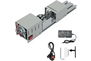 Onetuon Mini Lathe Beads Polisher Machine DIY CNC Machining for Table Woodworking Wood DIY Tool Lathe Standard Set 6 in 1 (Silver)