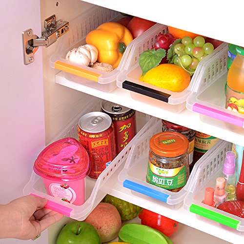 CrazySell Refrigerator Durable Storage Organizer Fruit Handled Kitchen Collecting Box Basket Rack Stand Basket Container (4Pcs) by CrazySell - 2