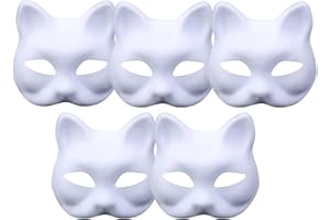 MIFULL Therian Mask Fox Mask - DIY Blank Fox Cat Mask - DIY Pure White Graffiti Masks - Hand Painted Personality Masks - Suitable for Cosplay Carnival Makeup Ball