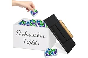 UNISTYLE Dishwasher Pod Container, Dishwasher Pods Holder with Lid, Dishwasher Tablet Container Dishwasher Pod Storage, Kitchen Farmhouse Dishwasher Accessories, Laundry Pods Container, Wood Laundry Pod Holder