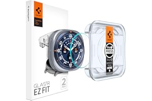 Spigen Glas.tR EZ Fit Verre Trempé pour Samsung Galaxy Watch Ultra 47mm, 2 Pièces, Kit d'installation fourni, Réponse Tactile, Résistant aux Rayures, Compatible avec les coques