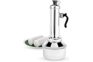 Royalford Stainless Steel Puttu maker | Induction Rice Cake Puttu Kodam Maker | Compact Design, Heat Resistant Handle, and Knob | Silver