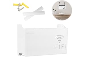 MisFun Caja de Almacenamiento WiFi Enrutador, Caja Router Pared, Almacenamientos para Router y Cables, Cajas de Almacenamiento WiFi Montada, Blanco Routers Rack, para Decoración del Hogar