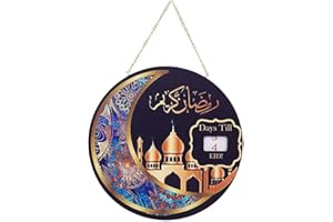 Paxrmuky Ramadan Kalender aus Holz - 2024 DIY Eid Mubarak Adventskalender für Zuhause Hängen - Ramadan Dekorationen Kinder Geschenk，Stil 01