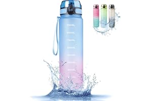 RaMokey Botella de Agua Deportiva 1l, Botella Agua sin BPA Tritan Reutilizable, para, Deporte, Escuela, al Aire Libre, Yoga, fitness, correr (Blue)