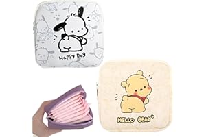 WBZOWRB 2 Pezzi Porta Assorbenti Da Borsa, Carino Porta Assorbenti, Contenitori Per Assorbenti Igienici, Ricamo Borsa Porta Assorbenti Impermeabile Con Cerniera Per Donne Ragazze Sacch(2Forma)