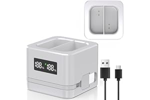 LIFEMOI Dual Ring Battery Charger/Charging Station with LED Display, Compatible with Ring Video Doorbell 2/3/4/3Plus/Spotlight Cam, Type-C Input, Multiple Charging Options