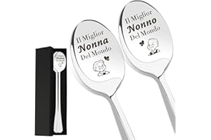 HISXIERNG Regalo Festa Della Mamma per Nonni Festa Della Mamma Idee Regalo Nonna E Nonno 2 Pezzi Cucchiai Regali Nonna E Nonno Compleanno Personalizzato Regali Nonni Natale E Pasqua Di Mia Nipoti E Nipote