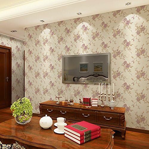 MDDW-Composite nonwoven wallpaper Jacquard seamless wall covering at the end of the living room bedroom soundproofing absorption mothproof firewall , purple