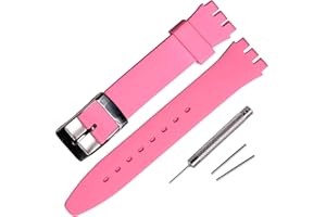 Rihahisy Silicone Rubber Watch Strap/Watch Band Replacement with Stainless steel silver buckle for Swatch
