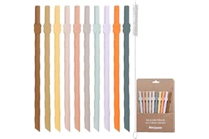 ZOUWEL 10 pajitas de silicona con cepillo de limpieza, popote de repuesto para vasos de 20/30 onzas para niños pequeños y niños, pajitas rectas de silicona reutilizables de 15 cm para leche, café, cóctel