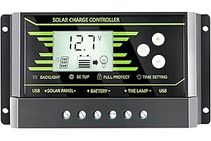DIFCUL solar laderegler,laderegler solar 12v,solarregler solarladeregler laderegler 12v, 10A PWM Solarpanel Batterie Außeneinsatz Mit USB Anschluss LCD Hintergrundbeleuchtung Für Solar-PV-System