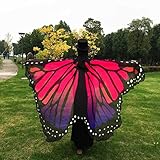 Overdose 197*125CM Frauen Weiche Gewebe Schmetterlings Flügel Schal feenhafte Damen Nymphe Pixie Kostüm Zusatz (197*125CM, Hot Pink) - 3