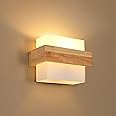 DELIPOP Indoor Wall Lights, E27 Modern Minimalist Design Wall Lamp, Wood Wall Lighting Fixtures 3 Colours 3000K/4500K/6500K for Living Room Bedroom Corridor Stairs Hallway, with Bulb