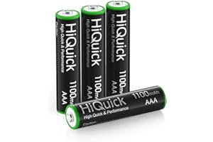 HiQuick Rechargeable Batteries AAA 1100mAh High Capacity Performance 1.2V, Per-charged Ni-MH AAA Battery Pack of 4