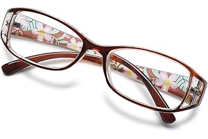 KOOSUFA Okulary do czytania damskie pomoc w czytaniu pomoc w widzeniu optyka oczu jakość kwiaty okulary pełne obramowanie 1.0 1.25 1.5 1.75 2.0 2.25 2.5 2.75 3.0 3.5 4.0 4.5 5.0 5.5 6.0, brązowy, 5.5