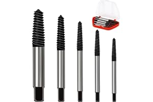 WUFANC Profesjonalny Zestaw Wykrętaków do Śrub, Przeznaczony do Śrub M4 do M25 - Wykrętak do Śrub, Łatwe Usuwanie Zardzewiałych, Zablokowanych lub Złamanych Śrub Pudełko (Pudełko Czerwone - 5 Sztuk)