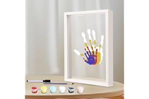 Asfrode Juego De Huellas De Manos Familiares Para Bricolaje, Juego De Marcos De Fotos Transparentes Para BebéS, Marco De Fotos Artesanal De Madera, Regalo Bebe, Marco De Madera De Recuerdo Artesanal