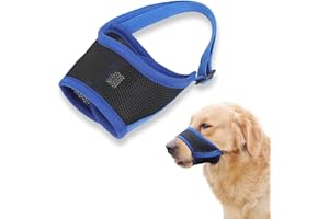 OSUWLSI Muselière pour Chien,Chiens Taille Moyenne,muselière en Nylon Super Doux empêche Les morsures,Les aboiements et la mastication,pour Animaux de Compagnie pour Petits Chiens Taille Moyenne (Bleu, 2XL)