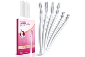 SINAHET Dermaplane maszynka do golenia twarzy dla kobiet, 6 sztuk, profesjonalne narzędzie do dermaplaningu, do usuwania włosów na twarzy i brwi, delikatne ostrze do złuszczania skóry