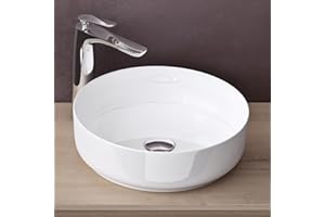 doporro Aufsatzwaschbecken Keramik Waschbecken Rund Waschschlae 31x31x11 cm Gäste-WC weiß glänzend Handwaschbecken Waschtisch Brüssel203