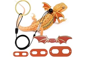 YUNMOXIAO Adjustable Bearded Dragon Leash Harness,3 Size Pack Soft Leather Harness Lizards Leash with Wing for Small Medium and Large Lizard Reptiles Amphibians Animals (Orange)