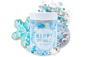 ‎HAPPY SPRINKLES Happy Sprinkles Frost Queen 90g | Bunter Streusel Mix mit Schokolade für winterliche Tortendeko | Ideal für Kekse, Eis & Kuchen