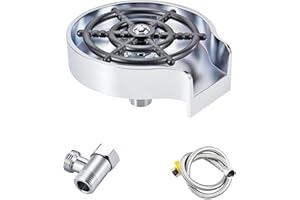Qrity Rinceur de Verre pour Évier de Cuisine, Rince Verre Evier, Laveuse Automatique De Tasses, Lave-Tasses pour la Maison, Le Restaurant et Le Bar, Argent