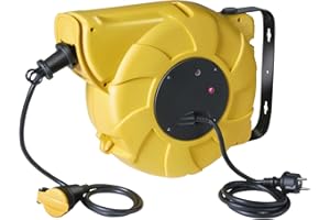 Brennenstuhl Enrouleur de câble Automatique 20m+1,5m (montage mural, IP44) 1241201 Jaune