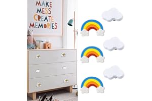 CcHhyyt Bottoni in gomma morbida a forma di cartone animato, per bambini, ragazze, ragazzi, armadi, cassetti, 6 pezzi (Mix H), bianco