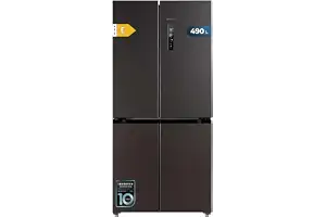 Cecotec Frigorífico Americano 4 Puertas Dark de 490 L CoolMarket 4D 490 Dark E. 183 cm de Alto, 91 cm de Ancho, Bajo Consumo, Motor Inverter Plus, Fast Cooling y Fast Freezing, Total NoFrost