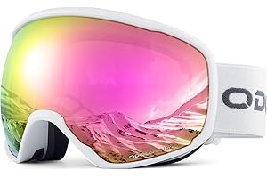 Odoland Maschera da Sci con Telaio per Adulto e Giovani - Grande Lente Sferico, Occhiali da Sci a Doppia Strati con Protezione UV400 e OTG Disign, Maschera da Snowboard con Stile Classico