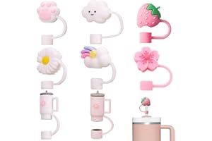 CENSUOBOB 8 Stück Strohhalm Zubehör für Stanley Cup, 10mm Staubdichte Silikonmaterial Strohhalme Abdeckung, Silikonhülle Zubehörset Strohdeckel, Cups nicht enthalten