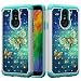 Produktbild Shinyzone Stoßfest Hybrid Hülle für LG G7/LG G7 ThinQ, Dual Layer Handyhülle mit Luxus Bling Handarbeit Strass Diamant Muster Schwerlast Schutzhülle,Gold Schmetterling