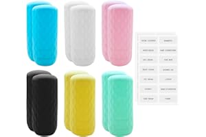 ZBHDEYG 12 Stück Silikonhüllen und 2 Stück Aufkleber, auslaufsichere Deckel, Silikonhüllen, Reiseflaschenschutz, Silikon-Flaschenverschlüsse (mehrfarbig)