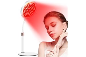 Hottoerak Red Light with Base, 660&850 Infrared Light with 15/30/45Mins Timer, 100LEDs Adjustable Height & Angle & Brightness Infrared Red Lamp for Home/Office Use