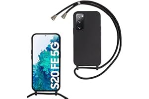 MBSLFY Silikon Handykette für Samsung Galaxy S20 FE 5G Hülle mit Band,Verstellbarer Halskette Handyhülle,Necklace Hülle mit Band, Handyhülle für zum Umhängen,Case mit Schnur,Schwarz
