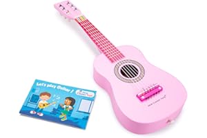 New Classic Toys Musikinstrument für Anfänger, Gitarre mit Notenbuch – Pink