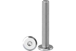 Drenky M8 Bolts, Flat Head Furniture Screw M8 X 45mm Flat Hex Bolt 304 Stainless Steel Bolts Fully Thread Machine Screws Bolts for Bed & Wood Furniture, Pack of 10