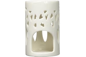 ZEN ARÔME Quemador de perfume para quemador Fondant cera perfumada – difusor de aceite esencial y perfume – Portavelas de cerámica blanca con proyección de luz – Altura: 11 cm – Zen'Aroma