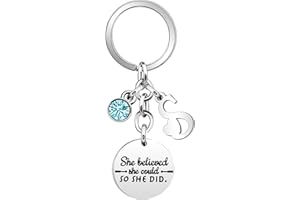 SAMORION Inspirational Gift Key Chains "She Believe She Could So She Did"Encourage Key Rings for Her Women Girls Sister BFF Best Friends Bestie Colleague Graduation Birthday Christmas Anniversary Key Chain