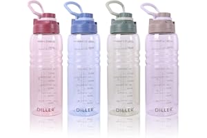 Diller Bouteille 2000ml 2L Litle Gourde Sport Mouvement FD22 (2000ml, rouge)