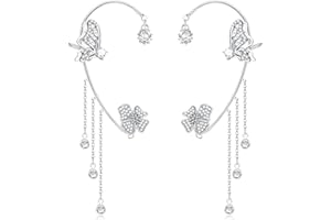BSLVWG ensemble de 2 pièces boucles d'oreilles, boucles d'oreilles papillon boucle d'oreille papillon sac boucles d'oreilles sans trou clip d'oreille sac fleur gland boucles d'oreilles pour les femmes