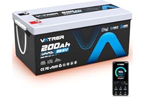 VATRER POWER 24V 200Ah Selbsterwärmung LiFePO4 Lithium Batterie mit 200A BMS -20℃ Tieftemperatur-Ladung 5000 Zyklen Lithium Akku mit Bluetooth Perfekter für Wohnmobil Solar Off-Grid Trolling-Motor