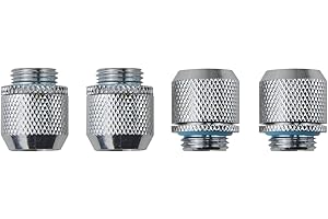 BXQINLENX Silver Chrome G1/4" to ID 3/8" OD 1/2" Soft TUBING Compression Fitting for Computer Water Cooling System Through Joint Straight Joint(4 PCS)