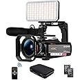 ORDRO Video Camera Camcorder 4K AC5 Camera with 12X Optical Zoom Vlog Camera 1080P 60fps Video Camera for YouTube with Mic LED Light Wide Angle Lens Handheld Holder 2 Batteries