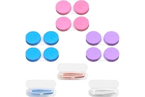 JTMKYO Étui à lentilles de contact 6 pièces, étui pour lentilles de contact, accessoires pour lentilles de contact avec clip de transport en 3 pièces, étui de voyage pour lentilles de contact pour